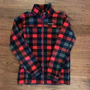 Children’s Red Plaid Columbia Fleece Zip Up Jacket